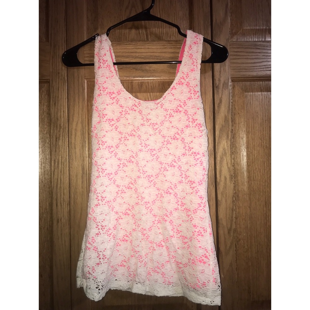 Cream And Pink Tank.